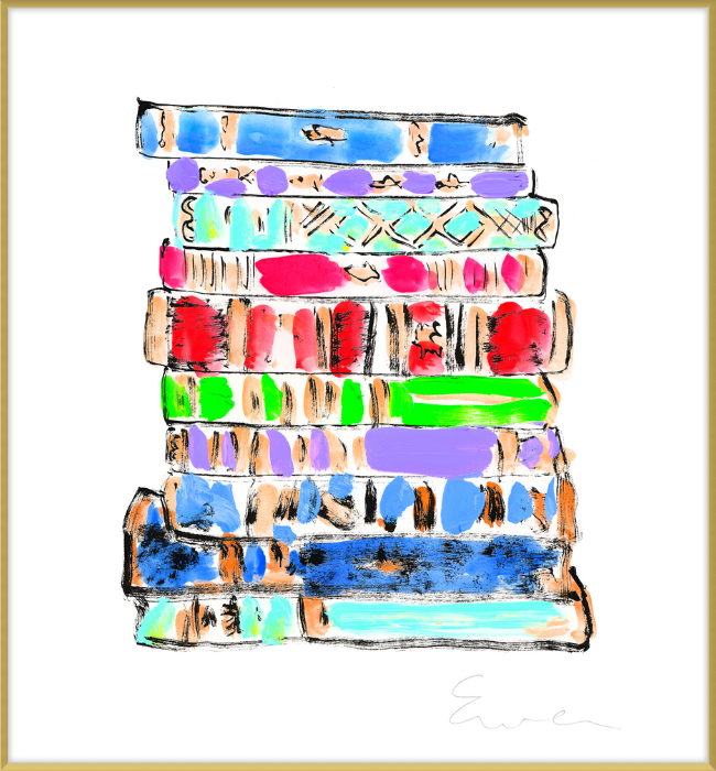 Stack Of Books Drawing Art Print