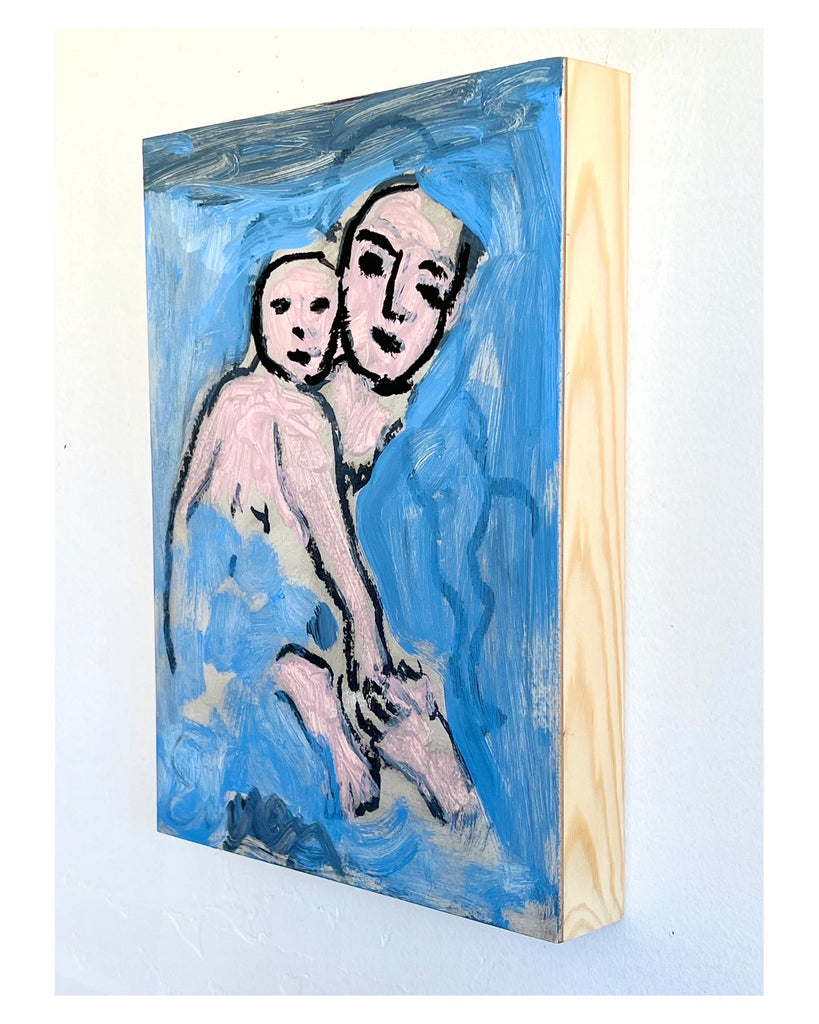 Oil Painting // Mother & Child (Blue & Pink)