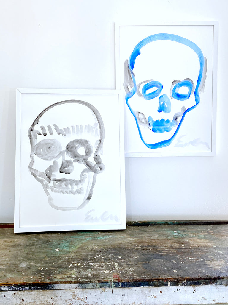 Painting On Paper // Skull (Black & White with Forehead Stripes)