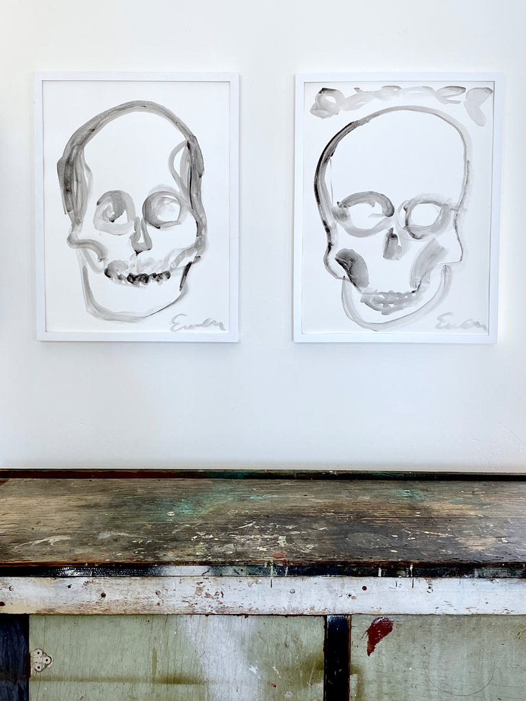 Painting On Paper // Skull (Black & White with Laurels)