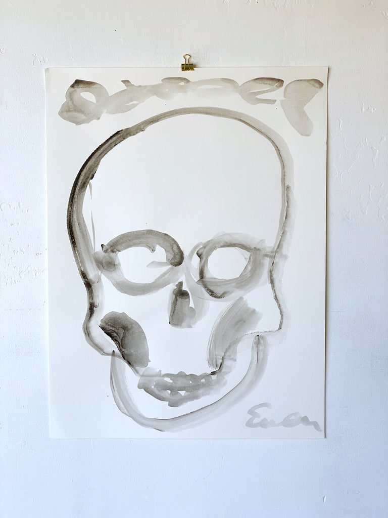 Painting On Paper // Skull (Black & White with Laurels)
