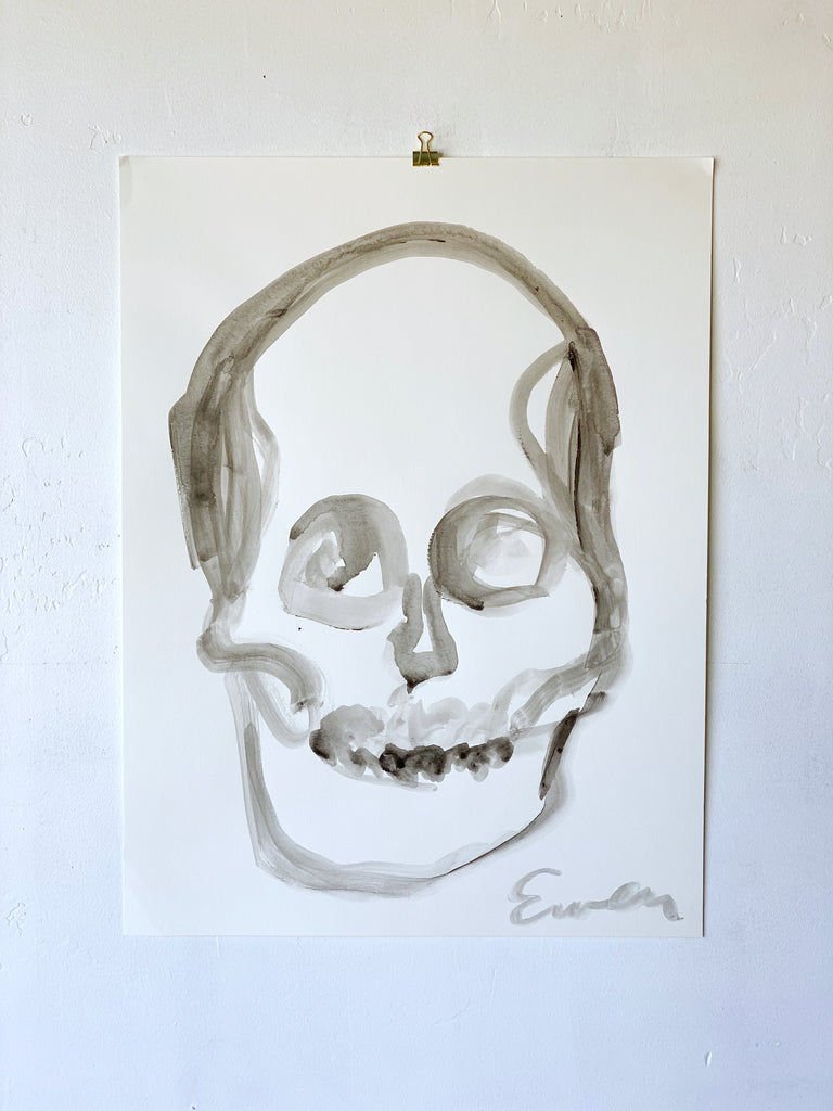 Painting On Paper // Skull (Black & White Big Head)