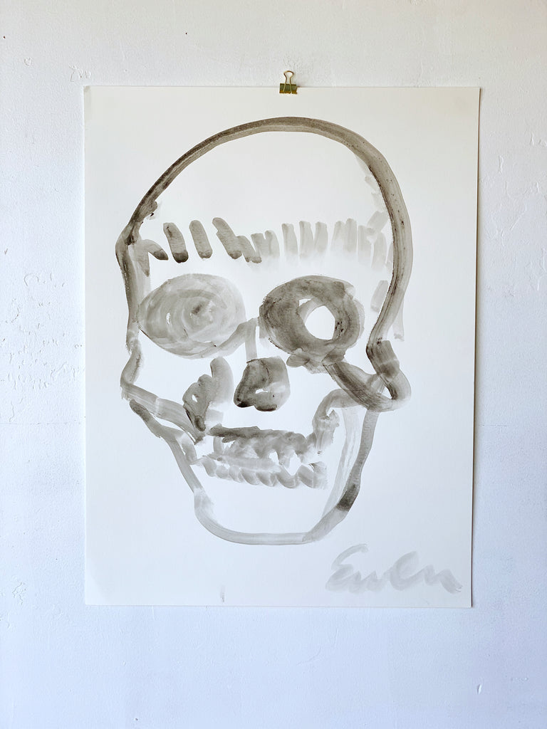 Painting On Paper // Skull (Black & White with Forehead Stripes)