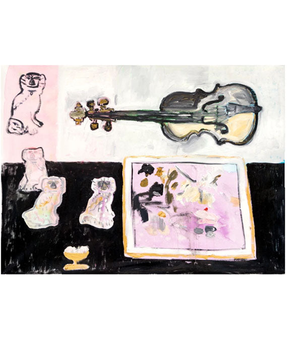 Still Life with Violin and Four Dogs