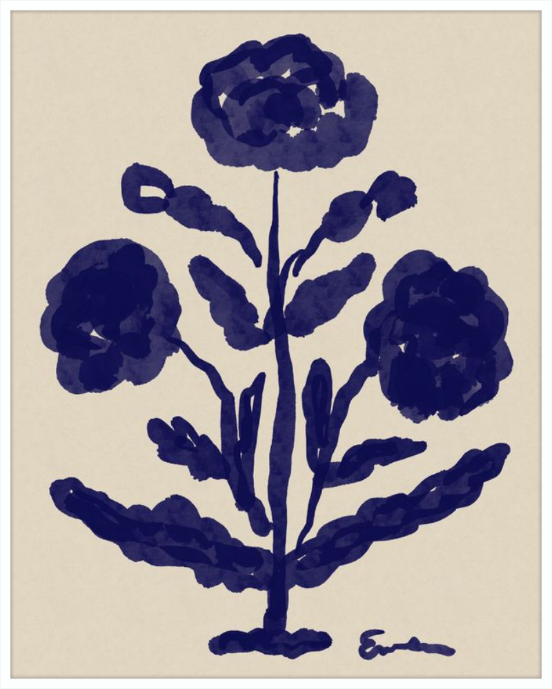Giclée Print // Folk Flowers: Indigo
