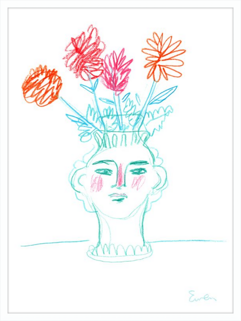 Giclée Print // Flowering, Face Vase with Flowers