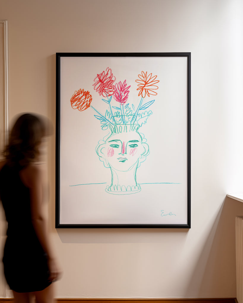 Giclée Print // Flowering, Face Vase with Flowers