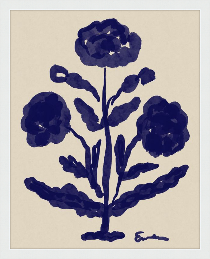 Giclée Print // Folk Flowers: Indigo
