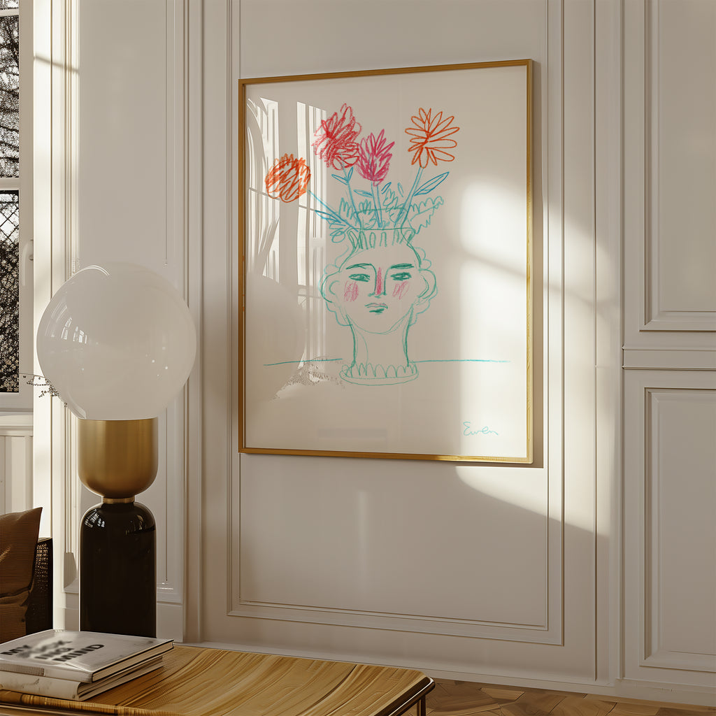 Giclée Print // Flowering, Face Vase with Flowers
