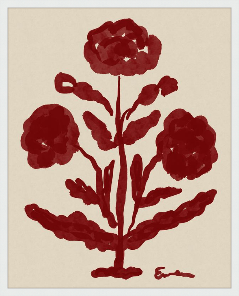 Giclée Print // Folk Flowers :  Oxblood