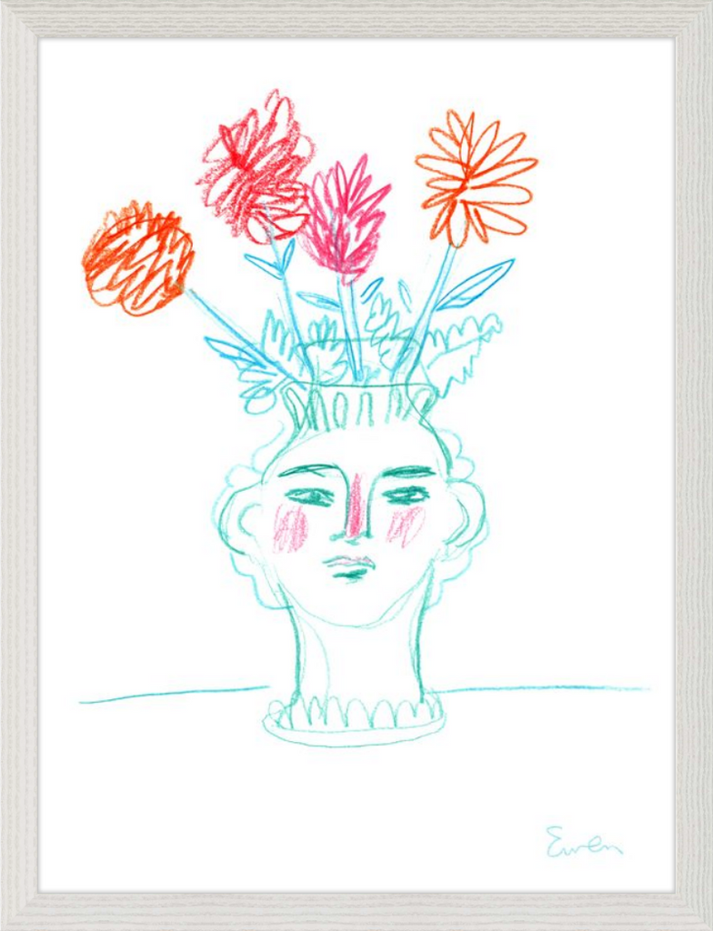 Giclée Print // Flowering, Face Vase with Flowers