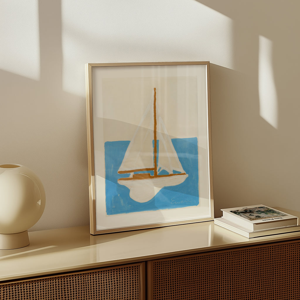 Giclée Print // Sailboat (White Sails, Blue Ocean)