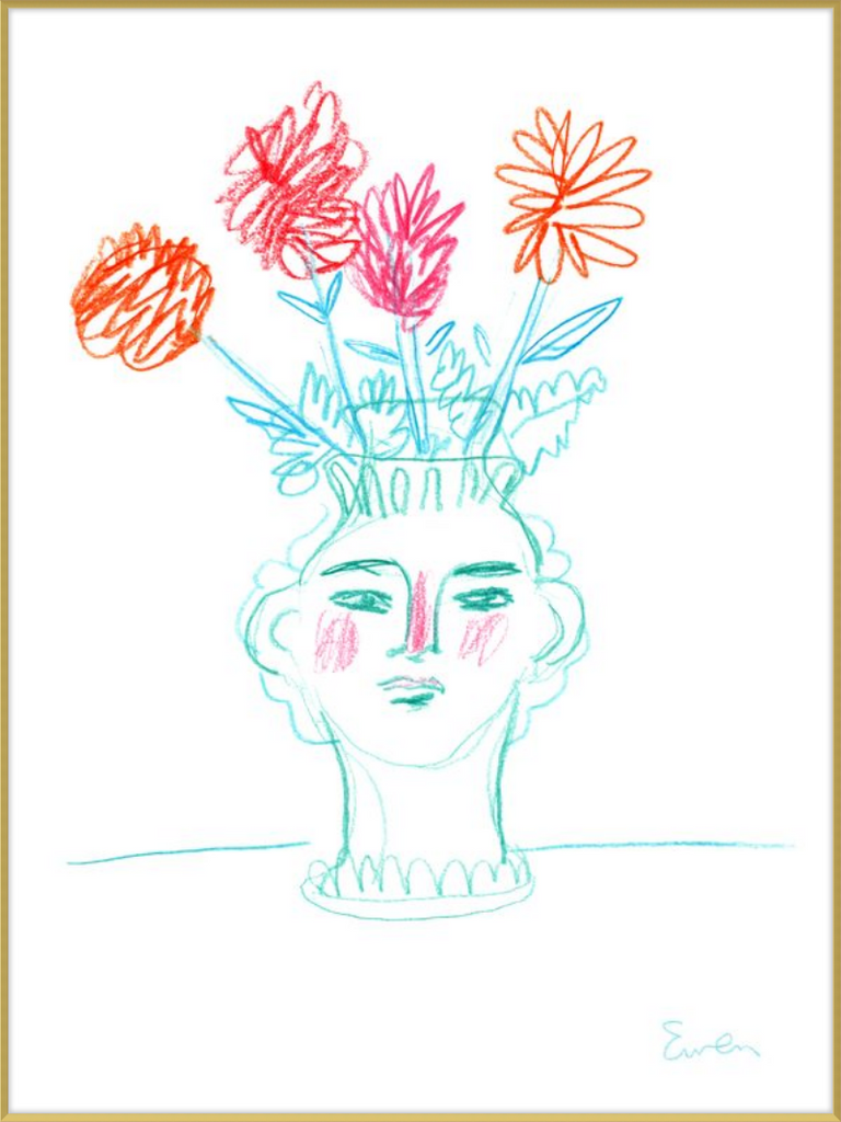 Giclée Print // Flowering, Face Vase with Flowers