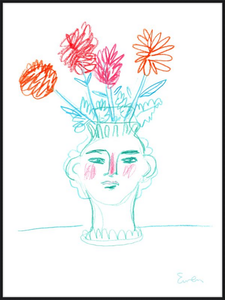 Giclée Print // Flowering, Face Vase with Flowers