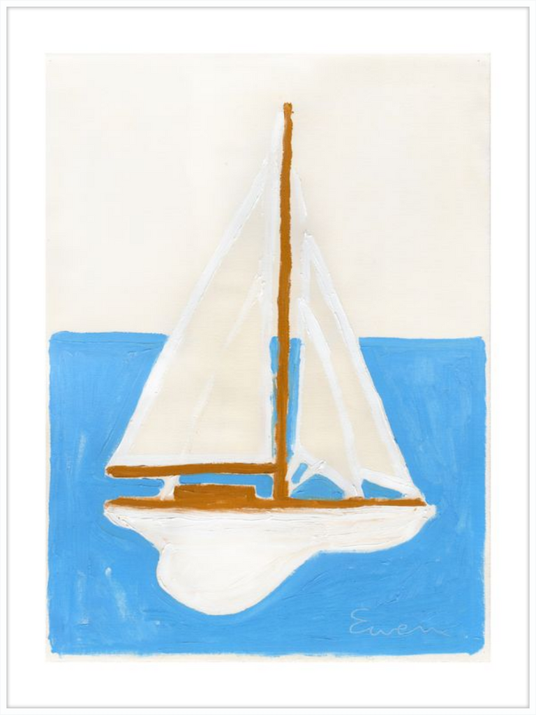 Giclée Print // Sailboat (White Sails, Blue Ocean)