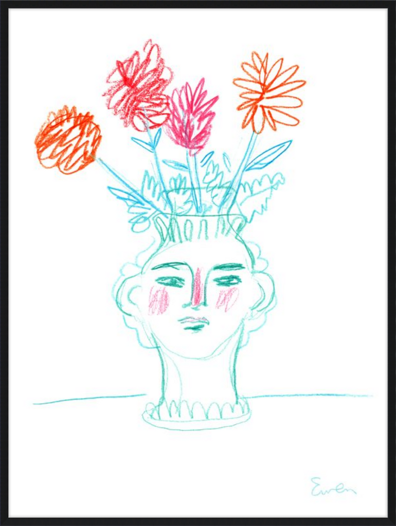 Giclée Print // Flowering, Face Vase with Flowers
