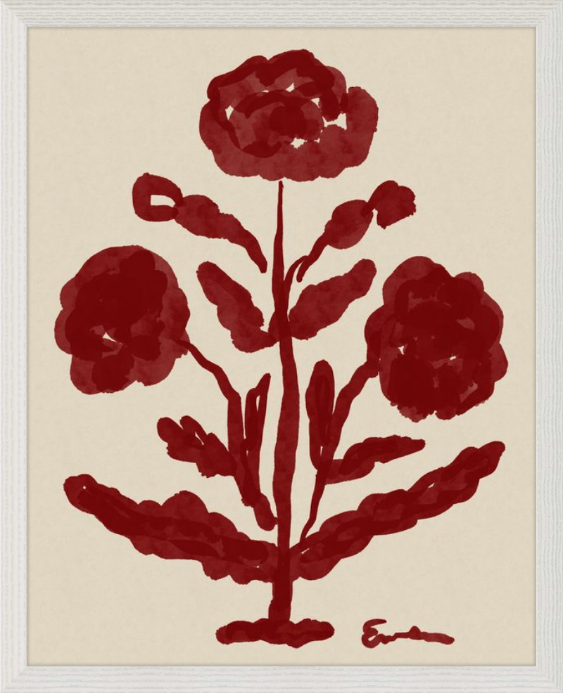 Giclée Print // Folk Flowers :  Oxblood
