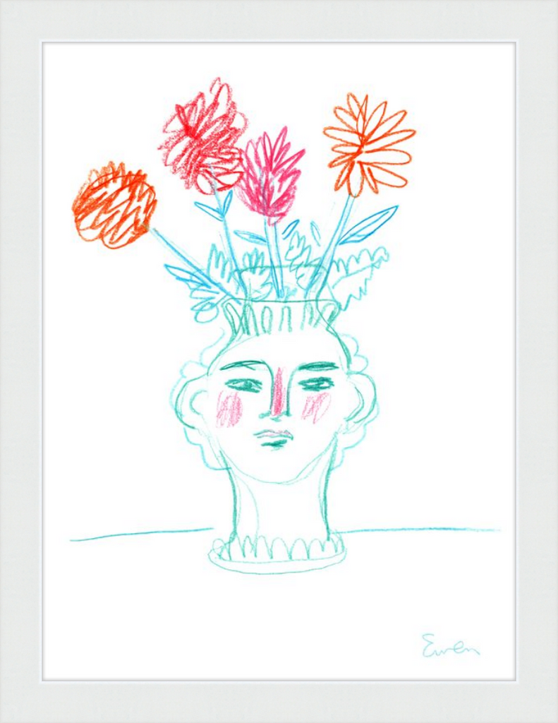 Giclée Print // Flowering, Face Vase with Flowers