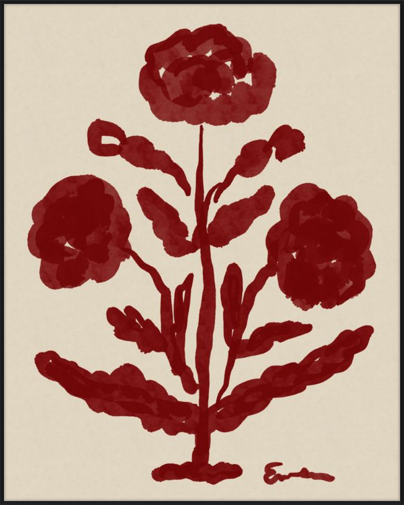 Giclée Print // Folk Flowers :  Oxblood