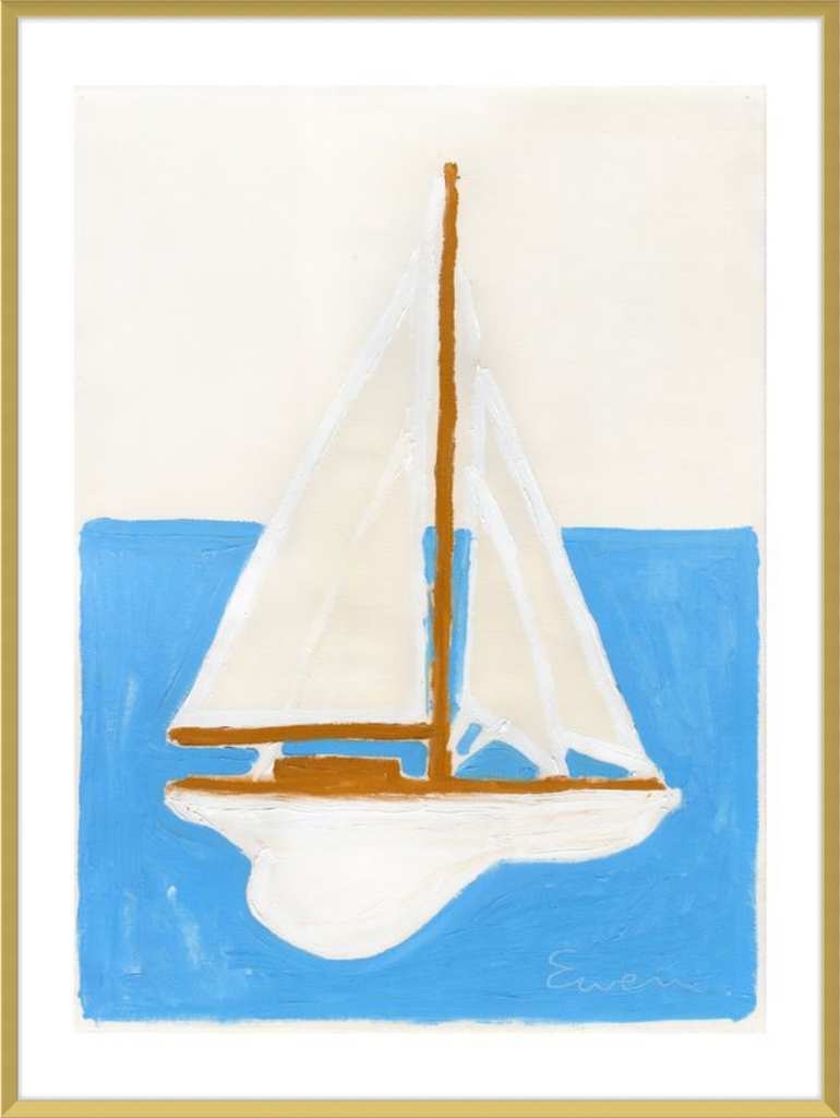 Giclée Print // Sailboat (White Sails, Blue Ocean)