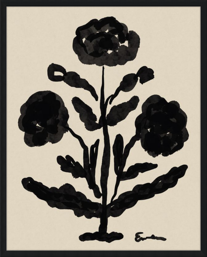 Giclée Print // Folk Flowers : Warm Black
