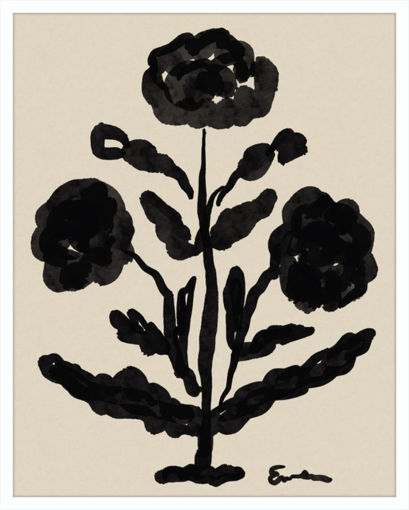 Giclée Print // Folk Flowers : Warm Black