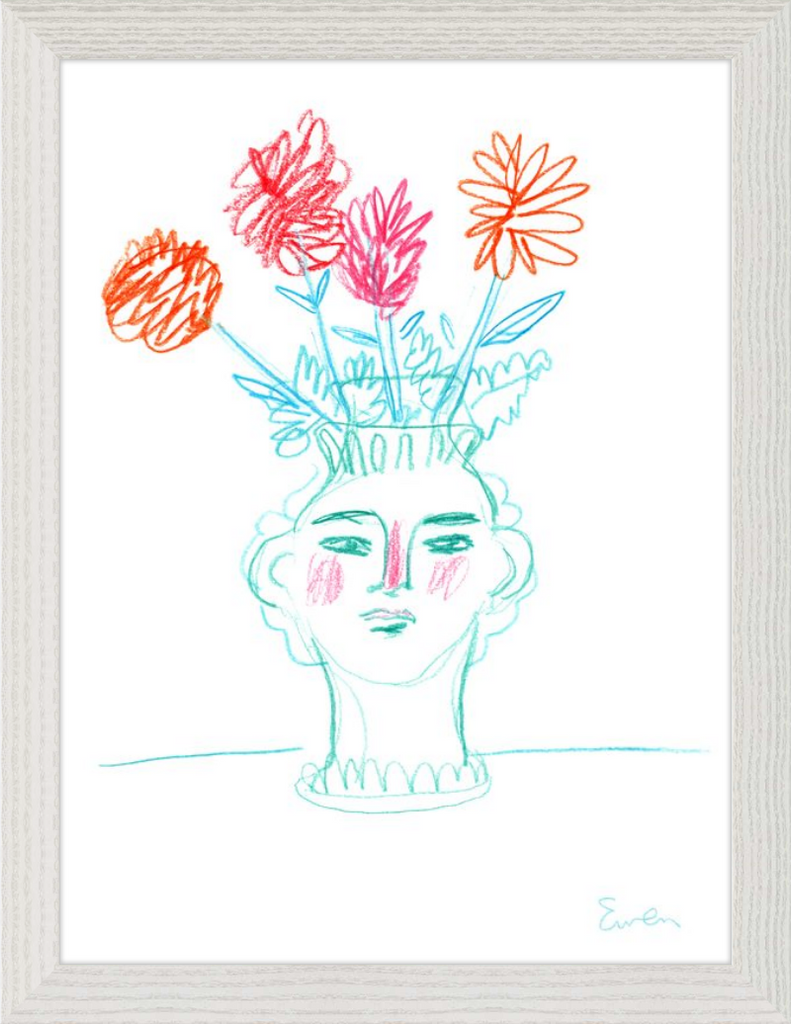 Giclée Print // Flowering, Face Vase with Flowers