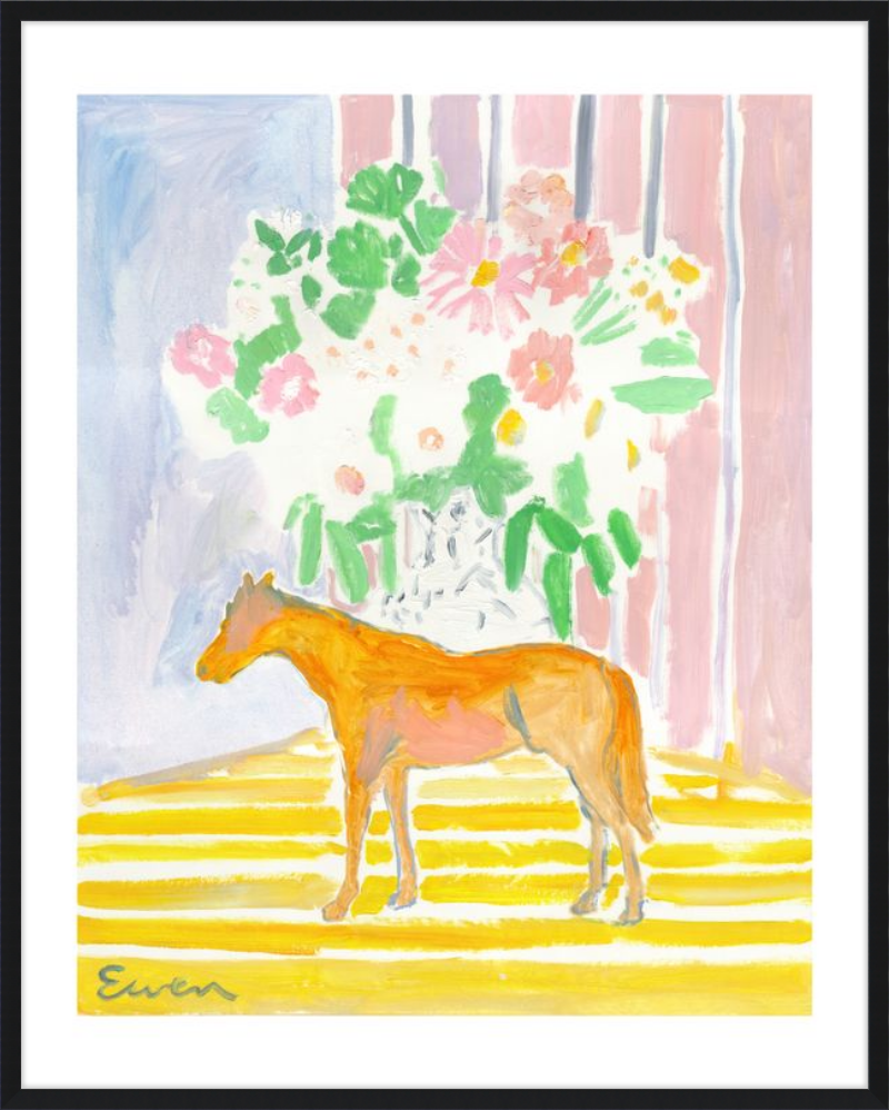 Giclée Print // Horse with Flowers & Stripes