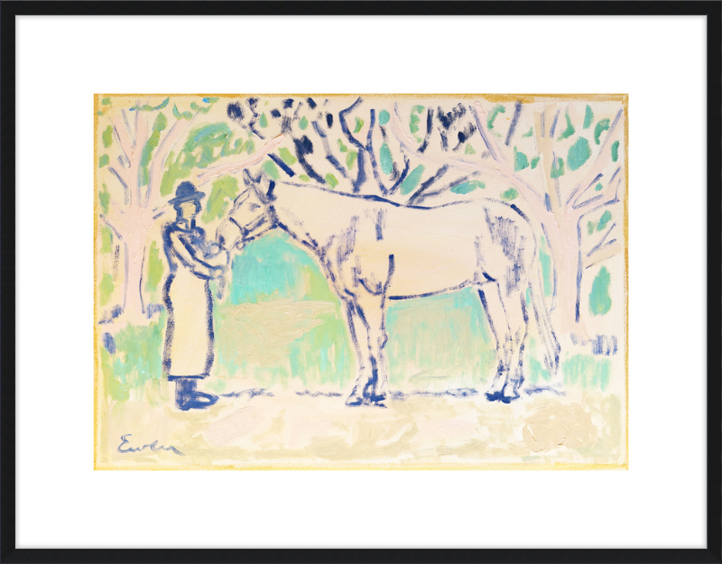 Framed Print // Horse with Lady in Hat