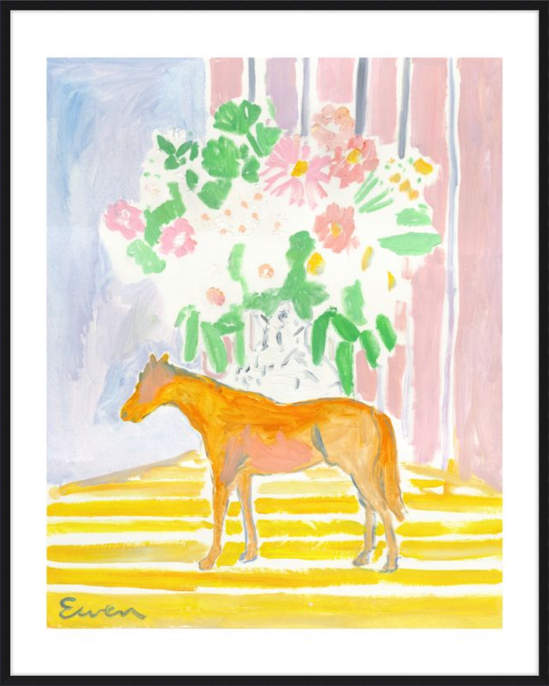 Giclée Print // Horse with Flowers & Stripes