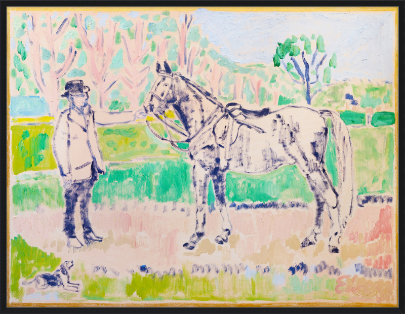 Giclée Print // Horse with Beagle and Man in Hat