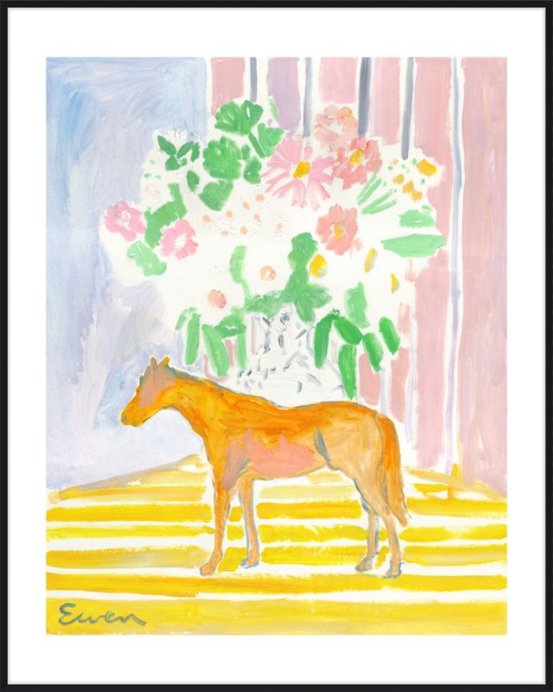 Giclée Print // Horse with Flowers & Stripes