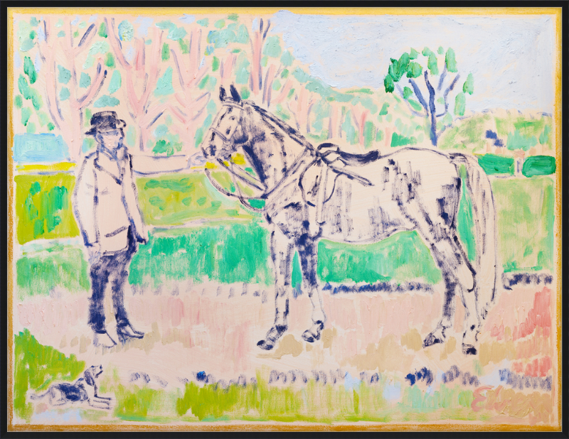 Giclée Print // Horse with Beagle and Man in Hat