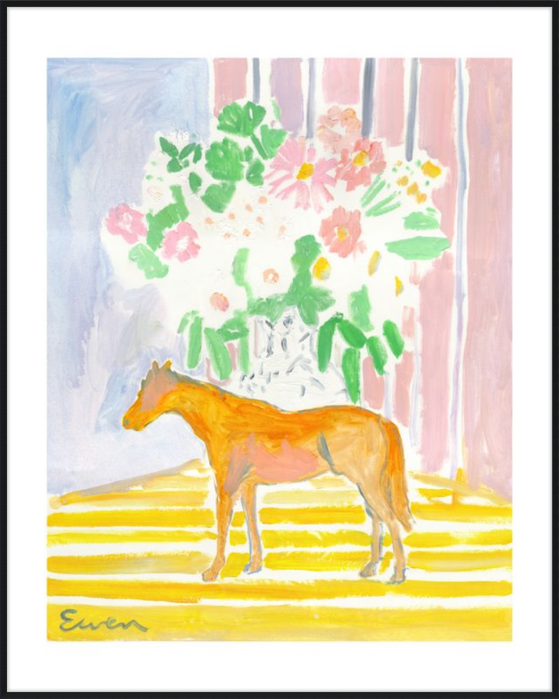 Giclée Print // Horse with Flowers & Stripes