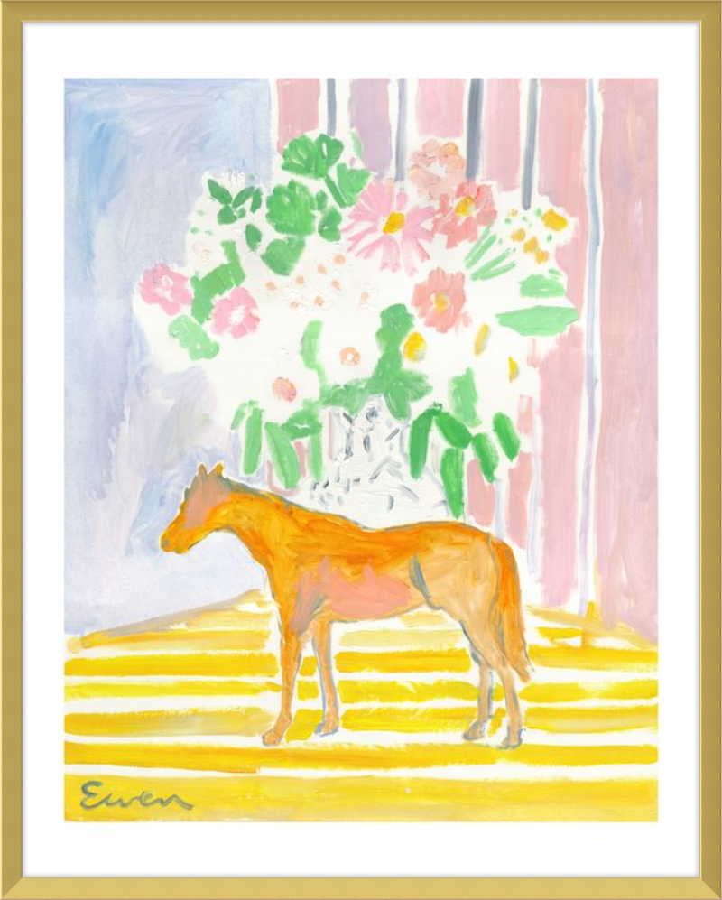 Giclée Print // Horse with Flowers & Stripes