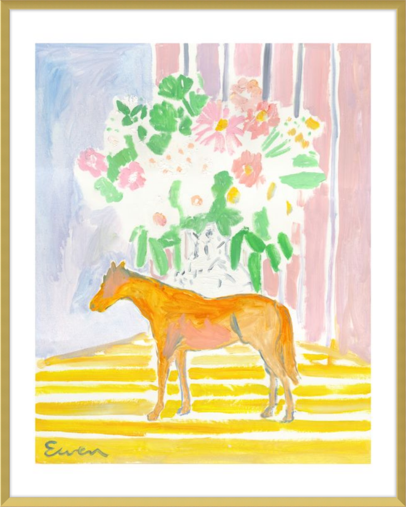 Giclée Print // Horse with Flowers & Stripes