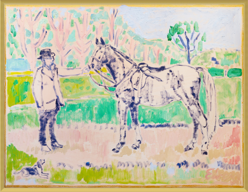 Giclée Print // Horse with Beagle and Man in Hat