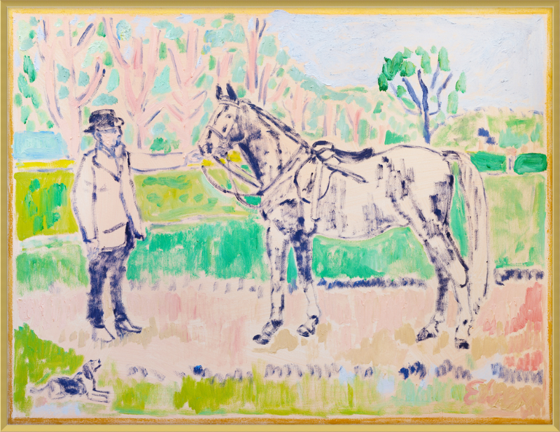 Giclée Print // Horse with Beagle and Man in Hat