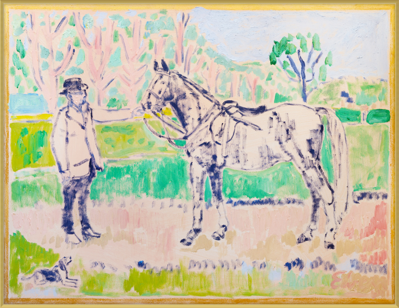 Giclée Print // Horse with Beagle and Man in Hat