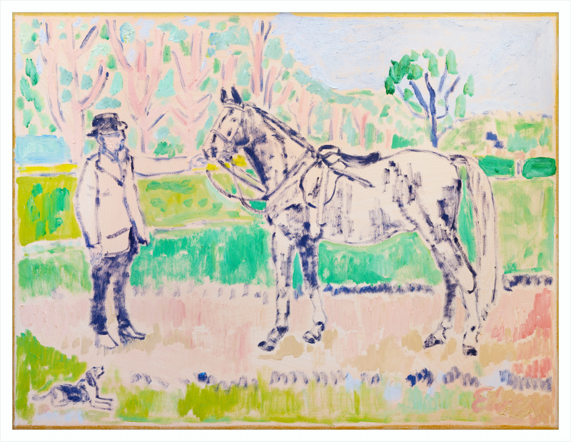 Giclée Print // Horse with Beagle and Man in Hat