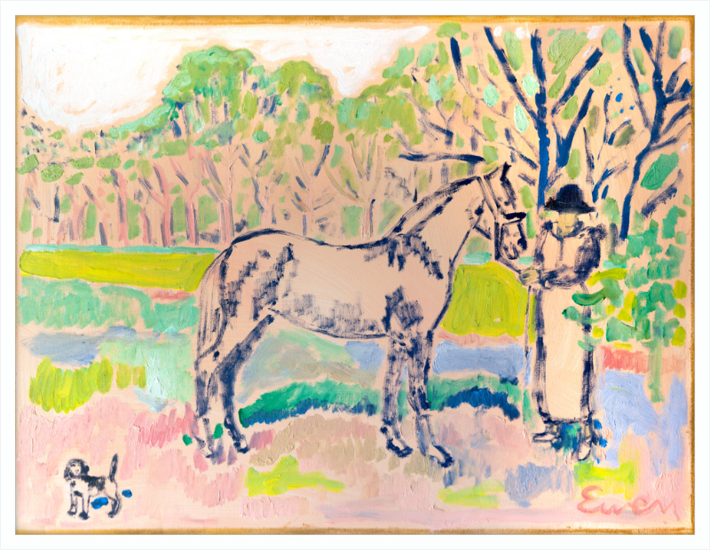 Giclée Print // Horse with Beagle and Woman in Hat