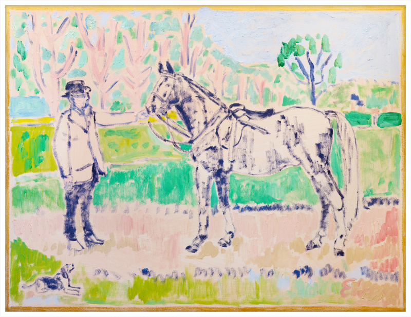 Giclée Print // Horse with Beagle and Man in Hat