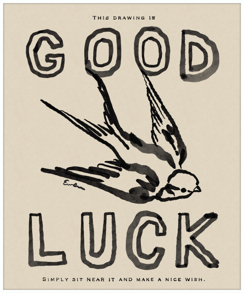 good luck cat drawing