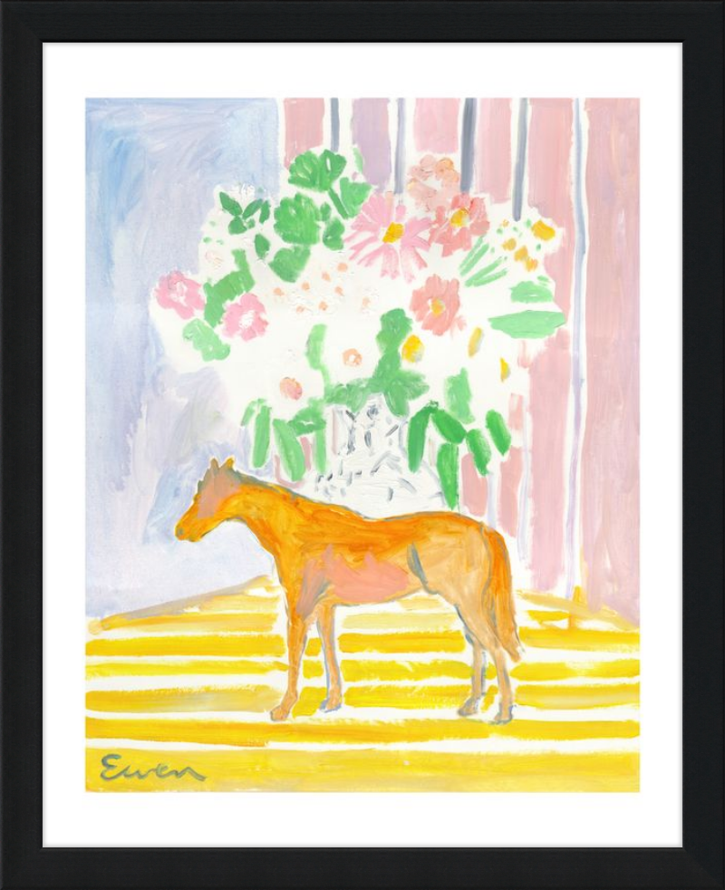 Giclée Print // Horse with Flowers & Stripes