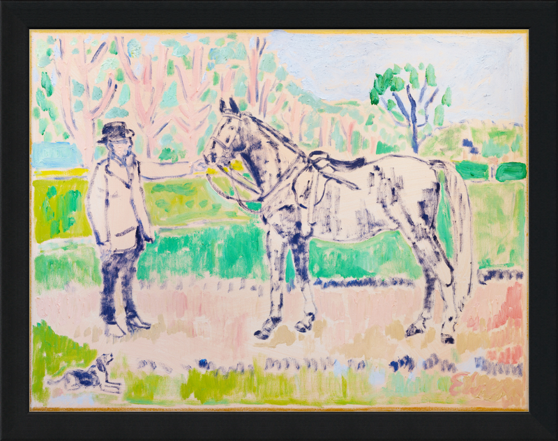 Giclée Print // Horse with Beagle and Man in Hat