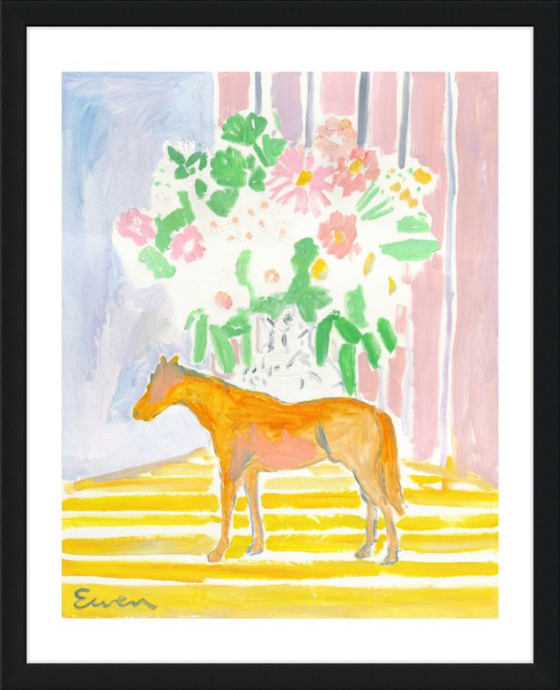 Giclée Print // Horse with Flowers & Stripes