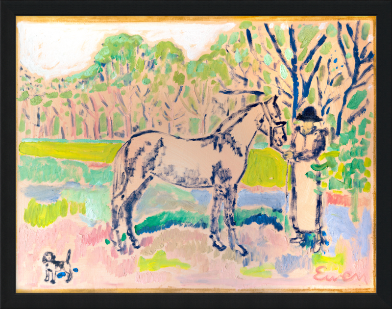 Giclée Print // Horse with Beagle and Woman in Hat