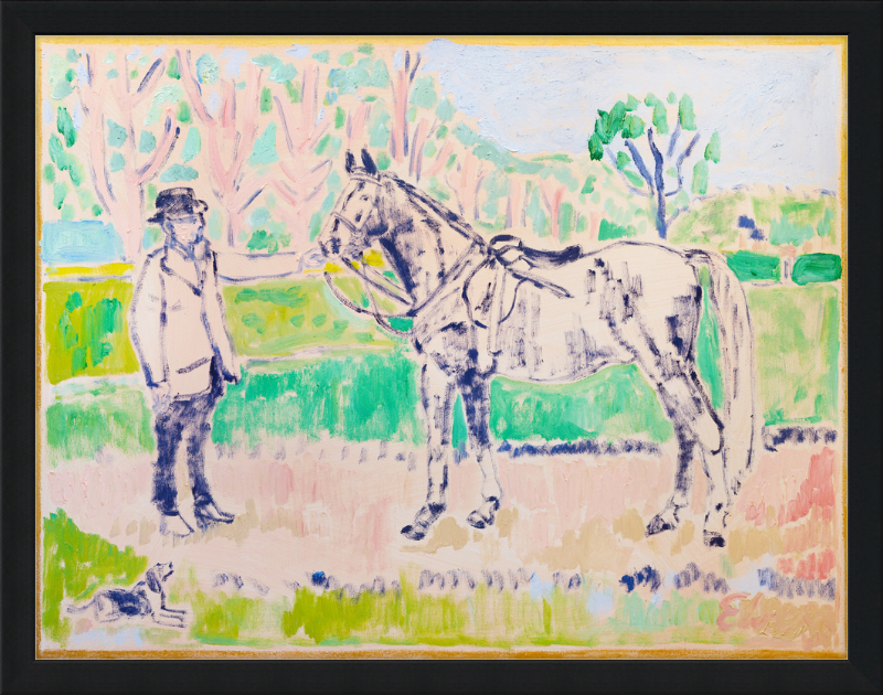 Giclée Print // Horse with Beagle and Man in Hat