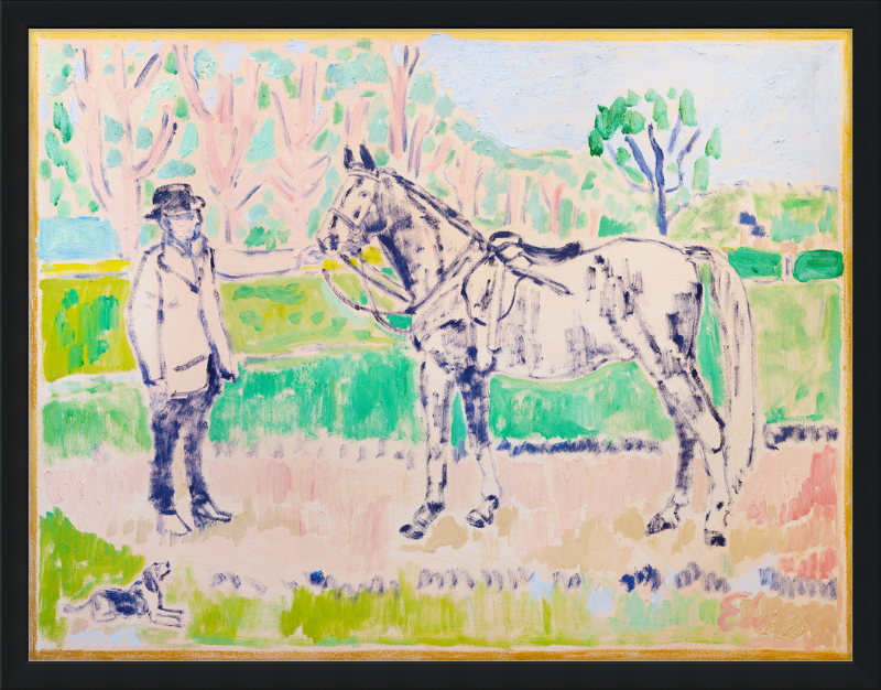 Giclée Print // Horse with Beagle and Man in Hat