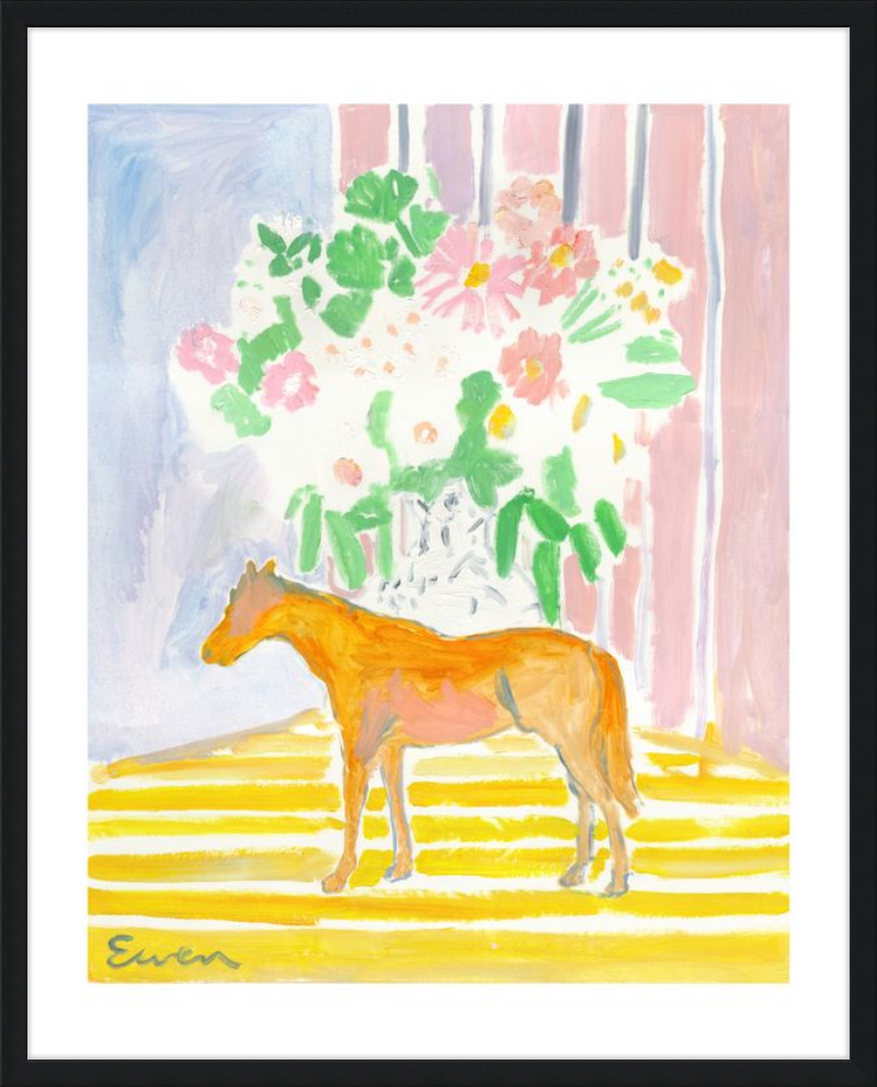 Giclée Print // Horse with Flowers & Stripes